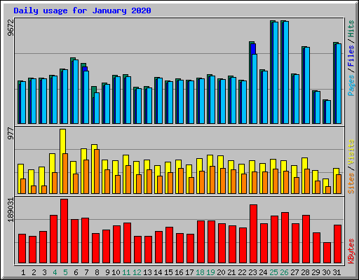 Daily usage for January 2020